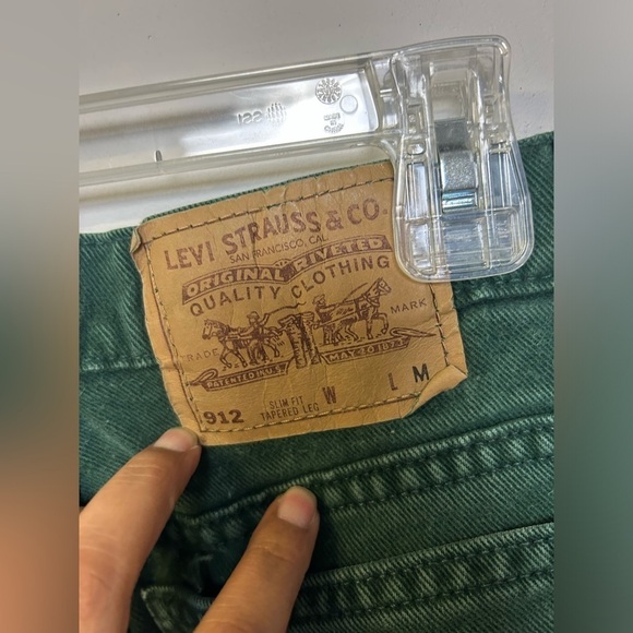 LEVI’S 912 Vtg 80s USA MADE Slim Fit Tapered Leg Orange tag Green Jeans tag 11 M - Picture 7 of 12